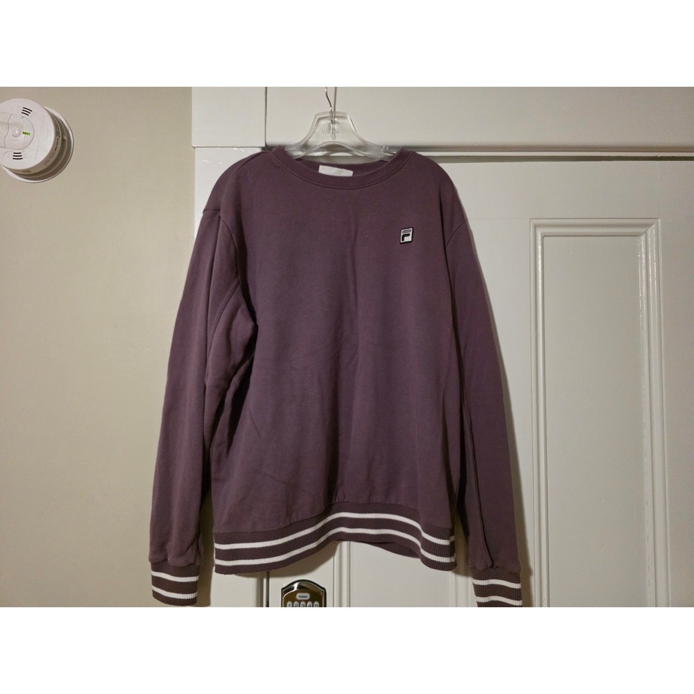 Fila Womens XXL Mauve Purple Striped Trim Crewneck Sweatshirt Pullover Logo‎